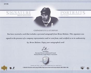 2006-07 Be A Player Portraits - Signature Portraits #SP-BR Brian Rolston Back