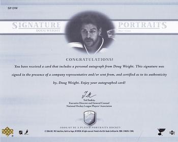 2006-07 Be A Player Portraits - Signature Portraits #SP-DW Doug Weight Back