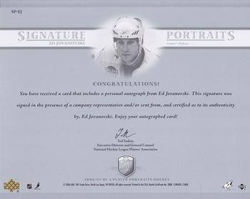 2006-07 Be A Player Portraits - Signature Portraits #SP-EJ Ed Jovanovski Back
