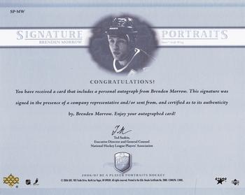 2006-07 Be A Player Portraits - Signature Portraits #SP-MO Brendan Morrison Back