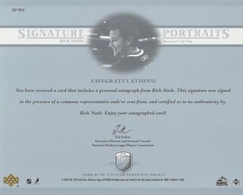 2006-07 Be A Player Portraits - Signature Portraits #SP-RN Rick Nash Back