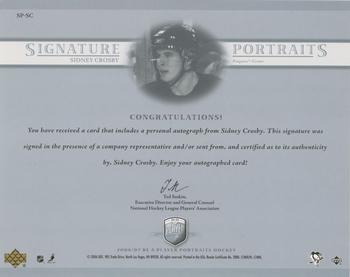 2006-07 Be A Player Portraits - Signature Portraits #SP-SC Sidney Crosby Back
