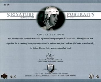 2006-07 Be A Player Portraits - Signature Portraits #SP-ZC Zdeno Chara Back