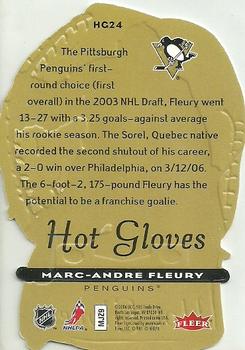 2006-07 Flair Showcase - Hot Gloves #HG24 Marc-Andre Fleury Back