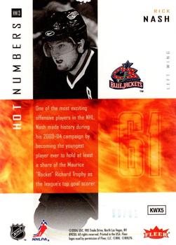 2006-07 Flair Showcase - Hot Numbers Parallel #HN13 Rick Nash Back