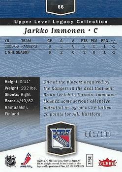 2006-07 Flair Showcase - Legacy Collection #66 Jarkko Immonen Back