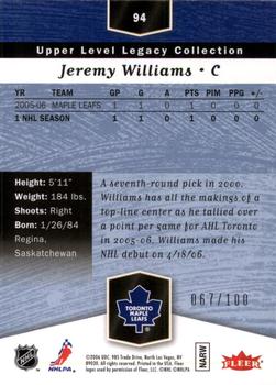 2006-07 Flair Showcase - Legacy Collection #94 Jeremy Williams Back