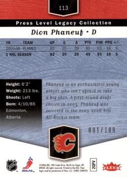 2006-07 Flair Showcase - Legacy Collection #113 Dion Phaneuf Back