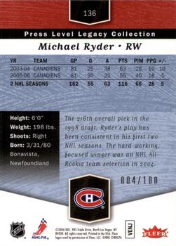 2006-07 Flair Showcase - Legacy Collection #136 Michael Ryder Back