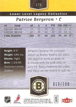 2006-07 Flair Showcase - Legacy Collection #173 Patrice Bergeron Back