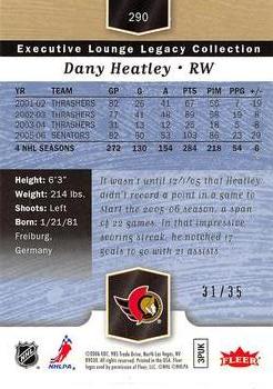 2006-07 Flair Showcase - Legacy Collection #290 Dany Heatley Back