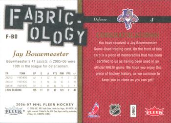 2006-07 Fleer - Fabricology #F-BO Jay Bouwmeester Back