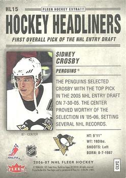 2006-07 Fleer - Hockey Headliners #HL15 Sidney Crosby Back