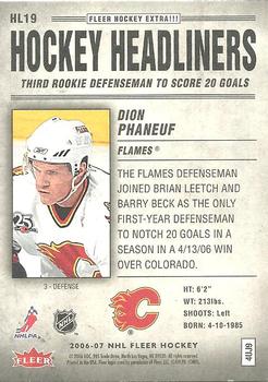2006-07 Fleer - Hockey Headliners #HL19 Dion Phaneuf Back