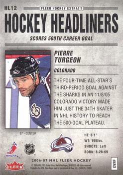 2006-07 Fleer - Hockey Headliners #HL12 Pierre Turgeon Back