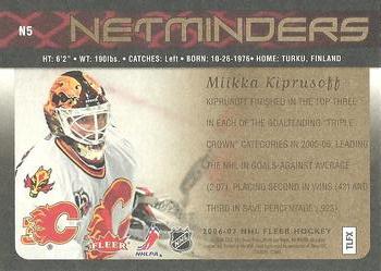 2006-07 Fleer - Netminders #N5 Miikka Kiprusoff Back
