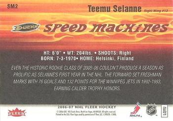2006-07 Fleer - Speed Machines #SM2 Teemu Selanne Back