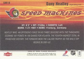 2006-07 Fleer - Speed Machines #SM18 Dany Heatley Back