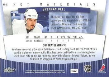 2006-07 Fleer Hot Prospects - Hot Materials #HM-BE Brendan Bell Back