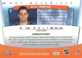 2006-07 Fleer Hot Prospects - Hot Materials Red Hot #HM-BT Billy Thompson Back