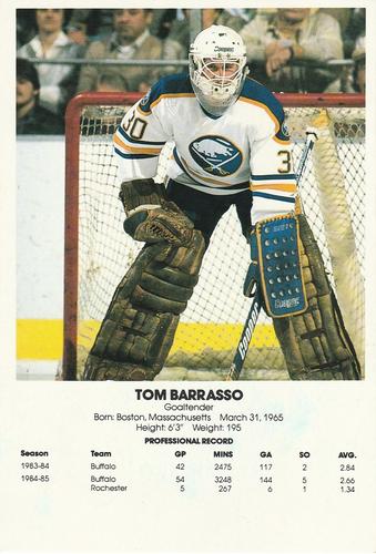 1985-86 Blue Shield Buffalo Sabres Postcards #NNO Tom Barrasso Front