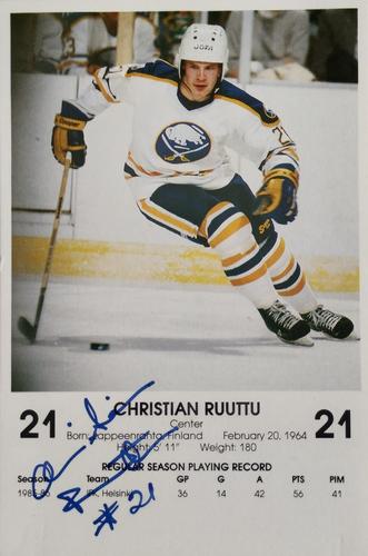 1986-87 Blue Shield Buffalo Sabres Postcards #NNO Christian Ruuttu Front