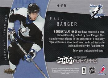 2006-07 Fleer Hot Prospects - Hotagraphs #H-PR Paul Ranger Back