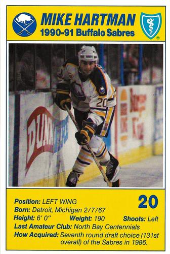 1990-91 Blue Shield Buffalo Sabres Postcards #7 Mike Hartman Front