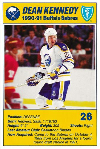 1990-91 Blue Shield Buffalo Sabres Postcards #10 Dean Kennedy Front
