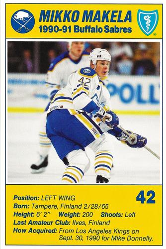 1990-91 Blue Shield Buffalo Sabres Postcards #13 Mikko Makela Front
