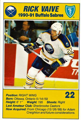1990-91 Blue Shield Buffalo Sabres Postcards #25 Rick Vaive Front