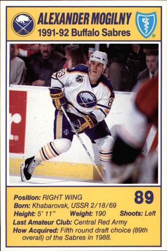 1991-92 Blue Shield Buffalo Sabres Postcards #14 Alexander Mogilny Front