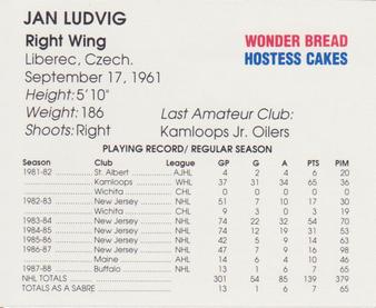 1988-89 Wonder Bread/Hostess Buffalo Sabres #NNO Jan Ludvig Back