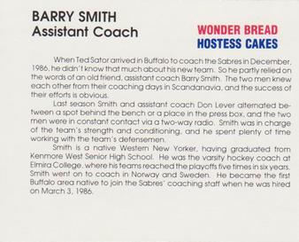 1988-89 Wonder Bread/Hostess Buffalo Sabres #NNO Barry Smith Back