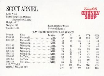 1989-90 Campbell's Buffalo Sabres #3 Scott Arniel Back