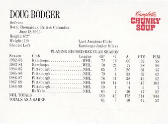1989-90 Campbell's Buffalo Sabres #4 Doug Bodger Back