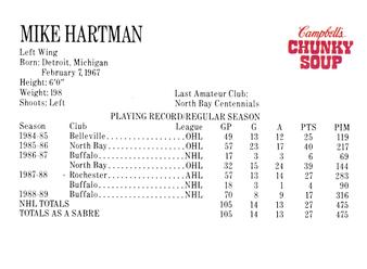 1989-90 Campbell's Buffalo Sabres #7 Mike Hartman Back