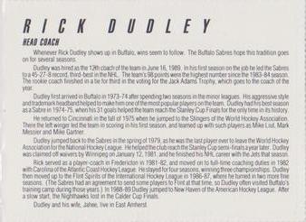 1990-91 Campbell's Buffalo Sabres #NNO Rick Dudley Back