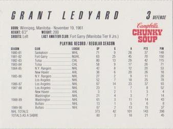 1990-91 Campbell's Buffalo Sabres #NNO Grant Ledyard Back
