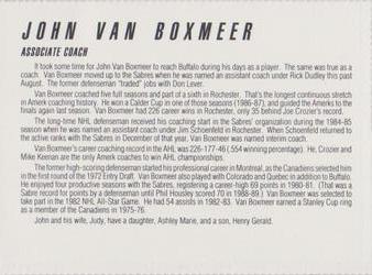 1990-91 Campbell's Buffalo Sabres #NNO John Van Boxmeer Back