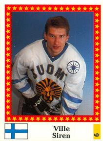 1991 Semic Hockey VM (Swedish) Stickers #9 Ville Siren Front