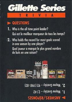 1991-92 Gillette Series #NNO Smythe Division Trivia Back