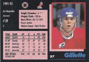 1991-92 Gillette Series #27 Eric Desjardins Back