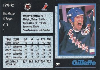 1991-92 Gillette Series #31 Mark Messier Back