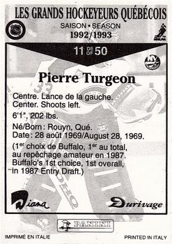 1992-93 Panini Durivage #11 Pierre Turgeon Back
