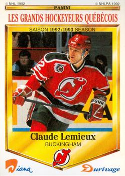 1992-93 Panini Durivage #14 Claude Lemieux Front