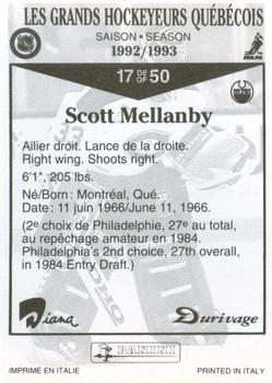 1992-93 Panini Durivage #17 Scott Mellanby Back