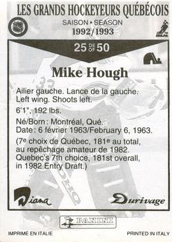 1992-93 Panini Durivage #25 Mike Hough Back