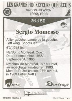 1992-93 Panini Durivage #26 Sergio Momesso Back