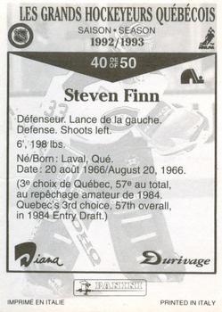 1992-93 Panini Durivage #40 Steven Finn Back